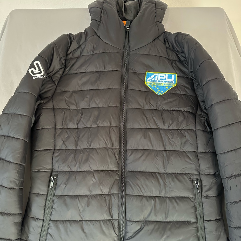 Black Puffer Jacket with APU logo
